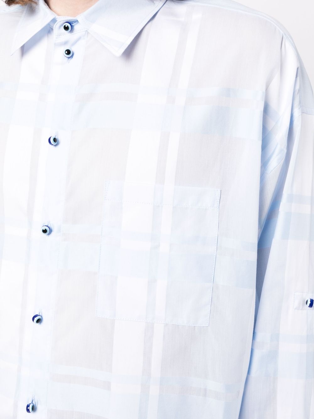 semi-sheer plaid cotton shirt - 5