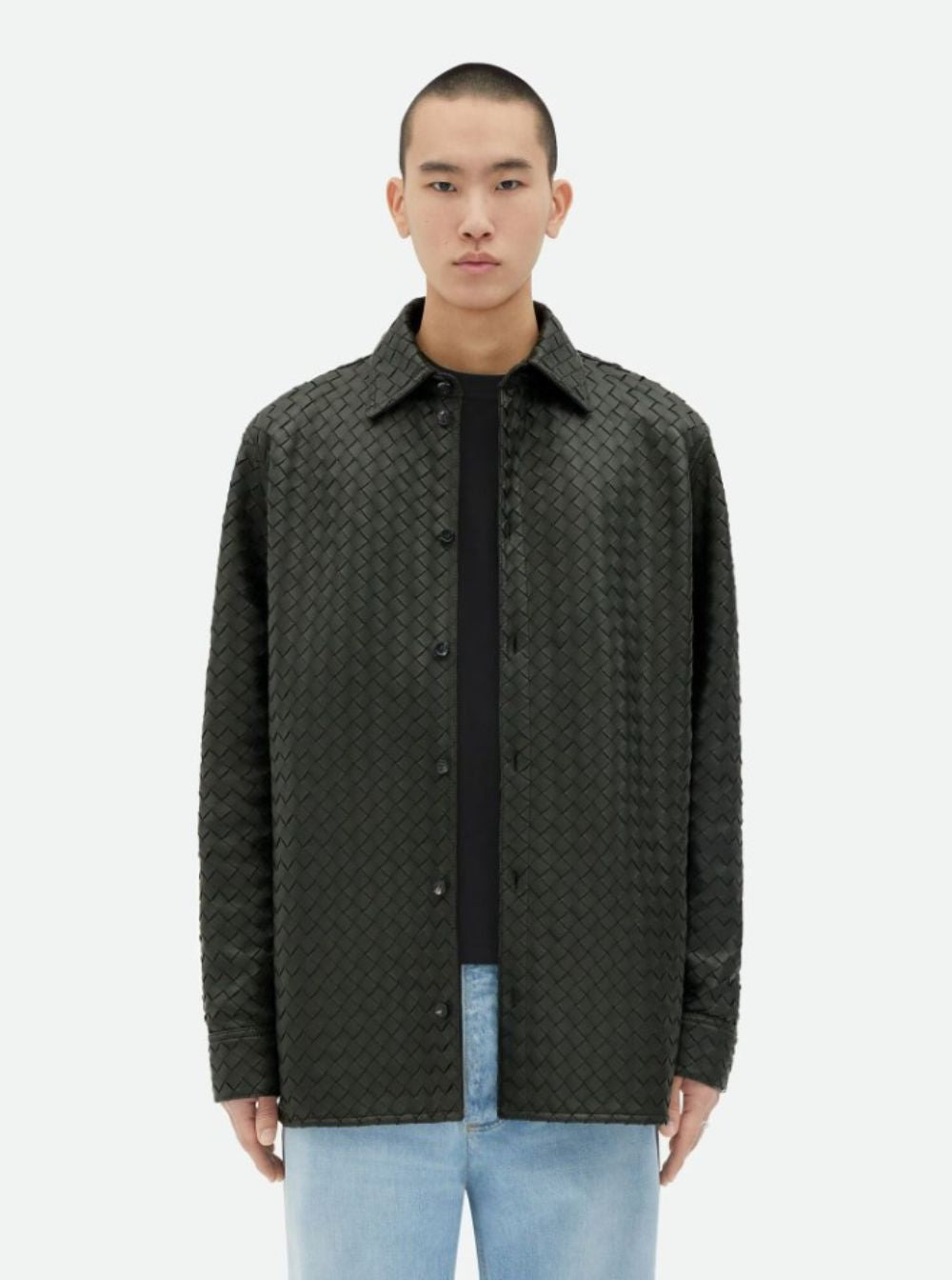 Bottega Veneta Men Black Oversize Jacket In Braided Leather Man - 4