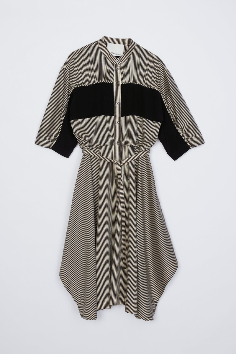Band Collar Ruched Shirt Dress 1
