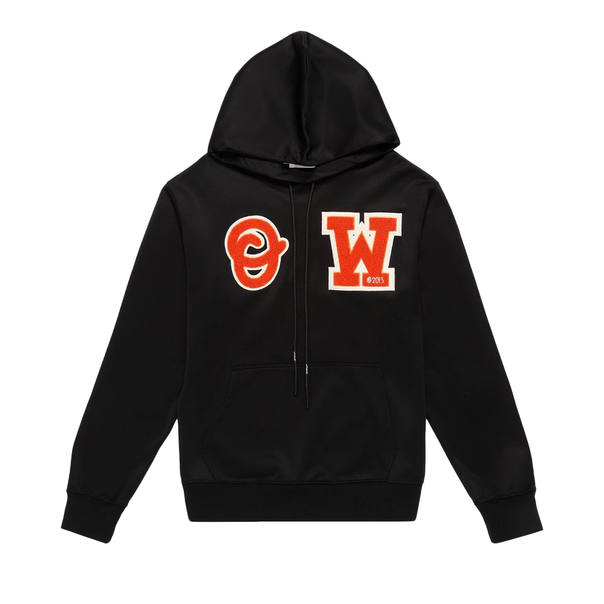 Off-White Patch Slim Hoodie 'Black/Orange' - 1
