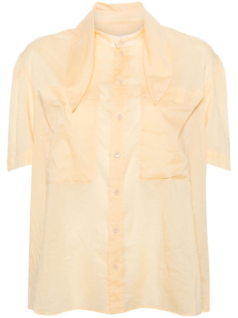 attached-scarf cotton shirt - 1