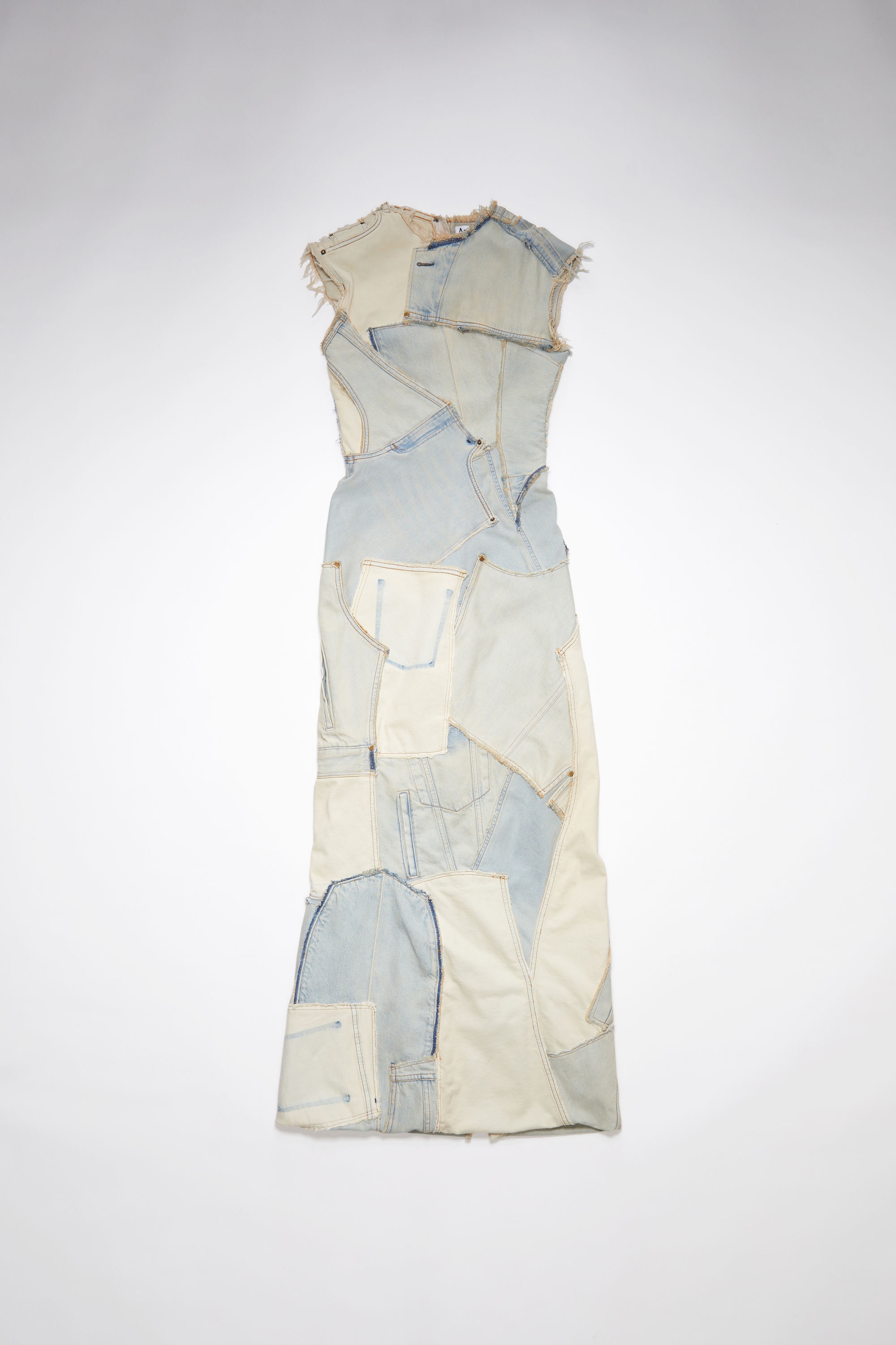 Denim patchwork dress - Light Sand - 9
