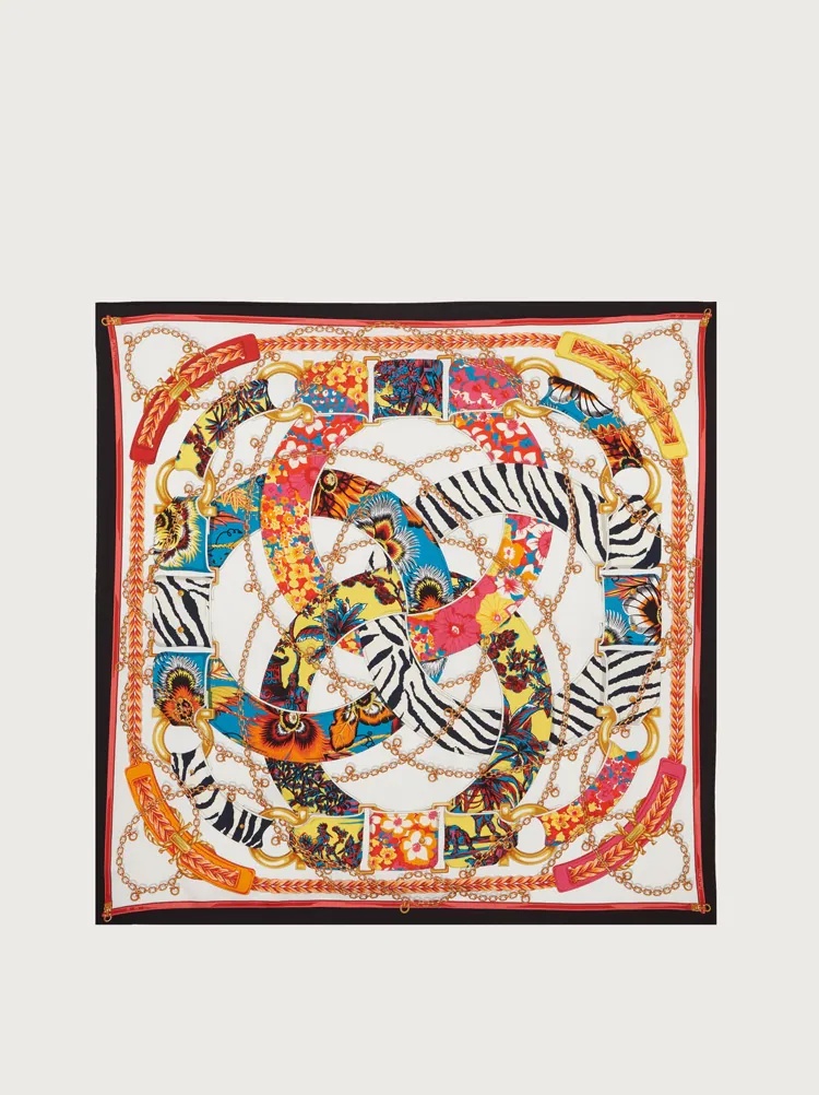 GANCINI PRINT SILK SCARF - 1