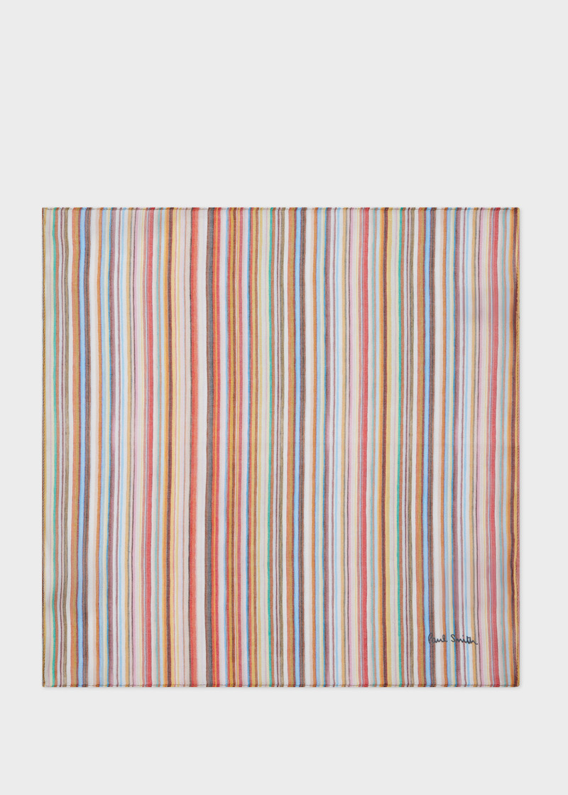 'Signature Stripe' Cotton Pocket Square 1