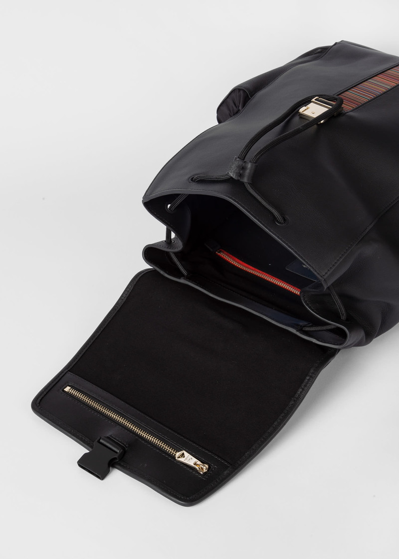 Paul Smith Leather 'Signature Stripe' Flap Backpack outlook