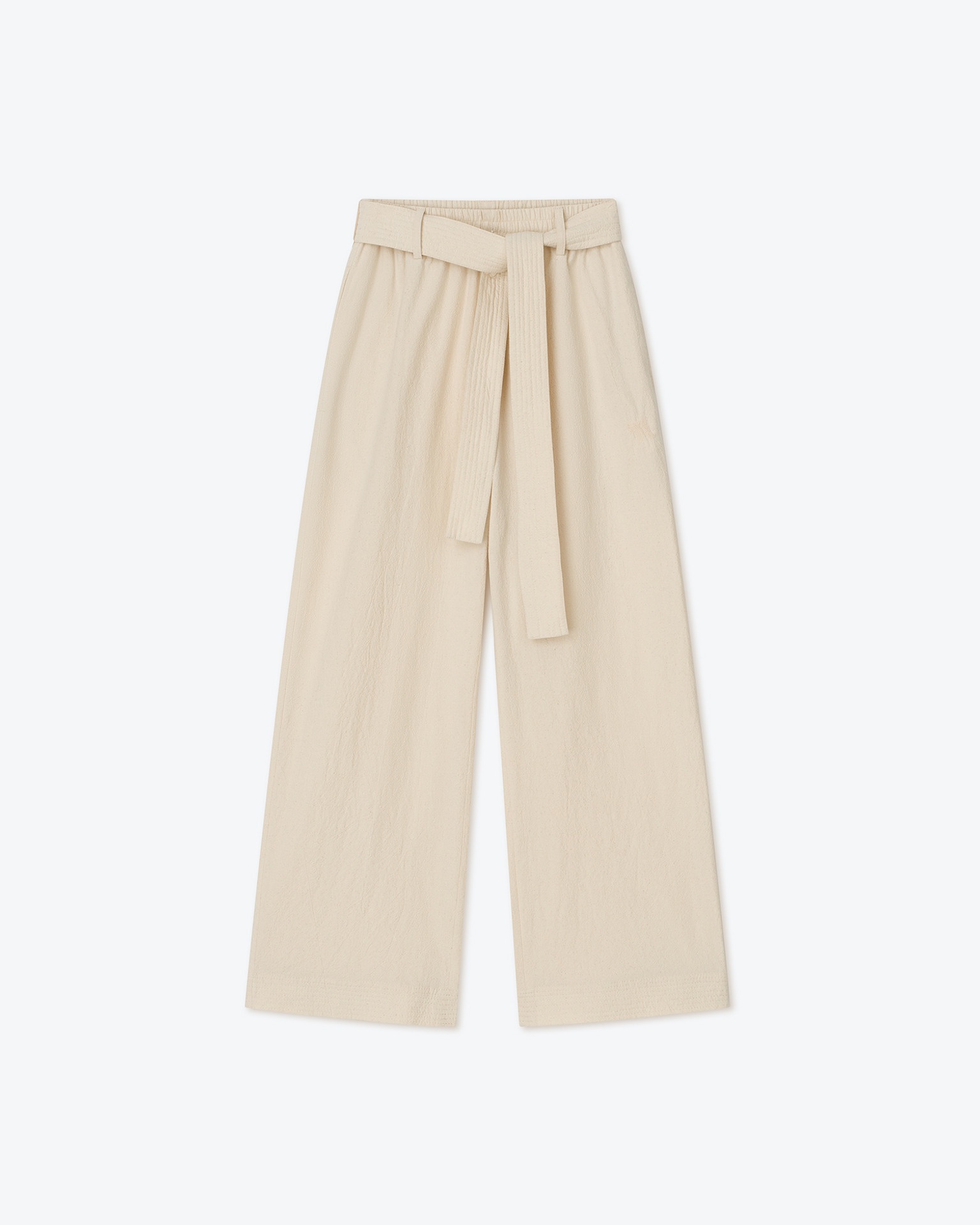 RENATA - Washed-calico pants - Creme - 1