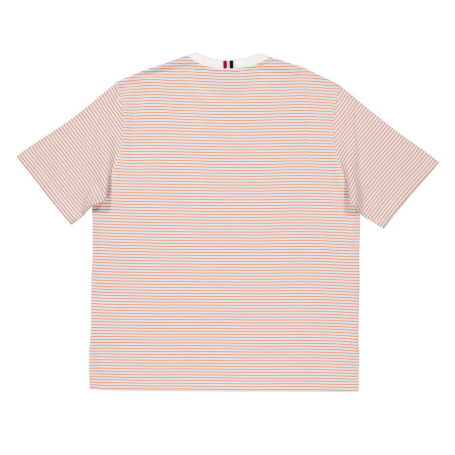 Thom Browne Men's Red Oversized Pocket Stripe T-Shirt - 7