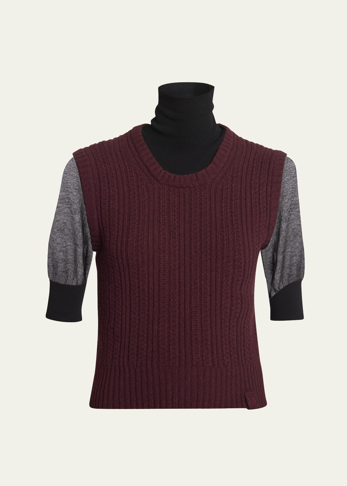 Double-Layer Short-Sleeve Sweater - 1