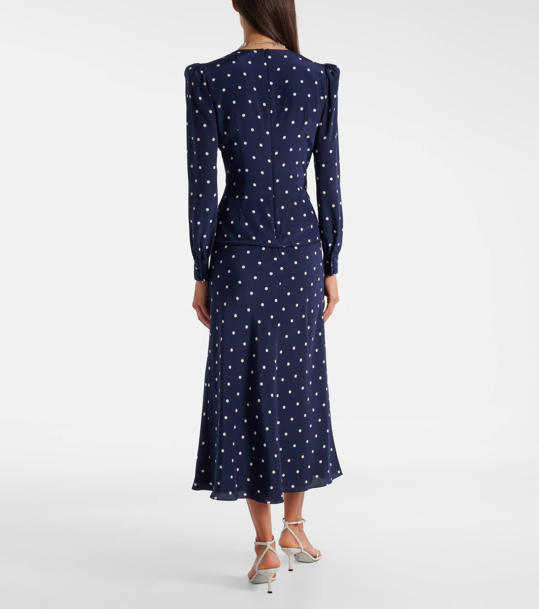 Polka-dot silk midi dress - 3
