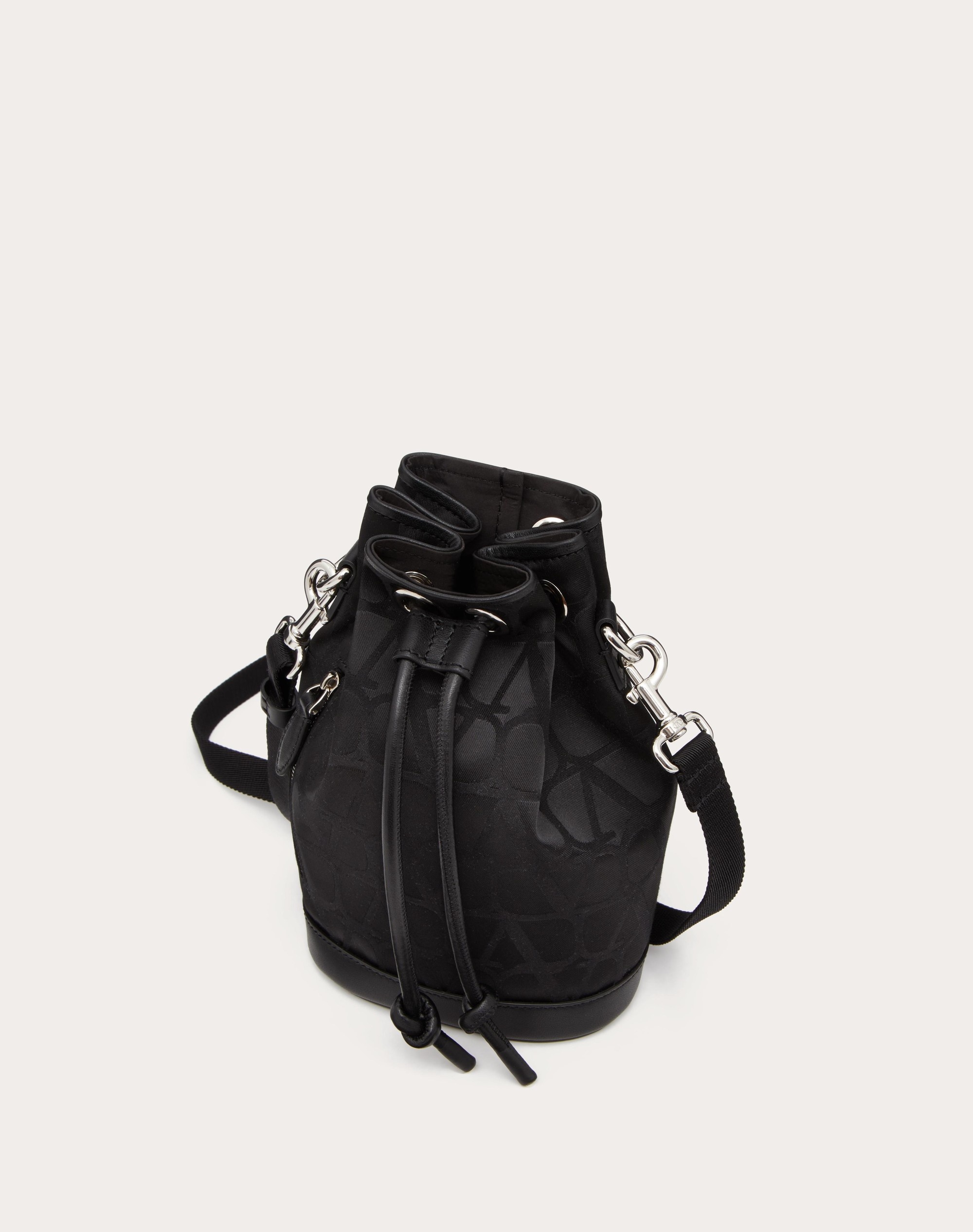 MINI BLACK ICONOGRAPHE NYLON BUCKET BAG - 5