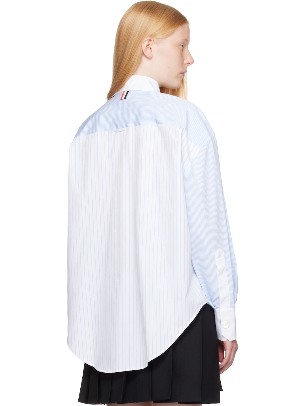 White & Blue Pinstripe Funmix Micro University Striped Shirt - 3