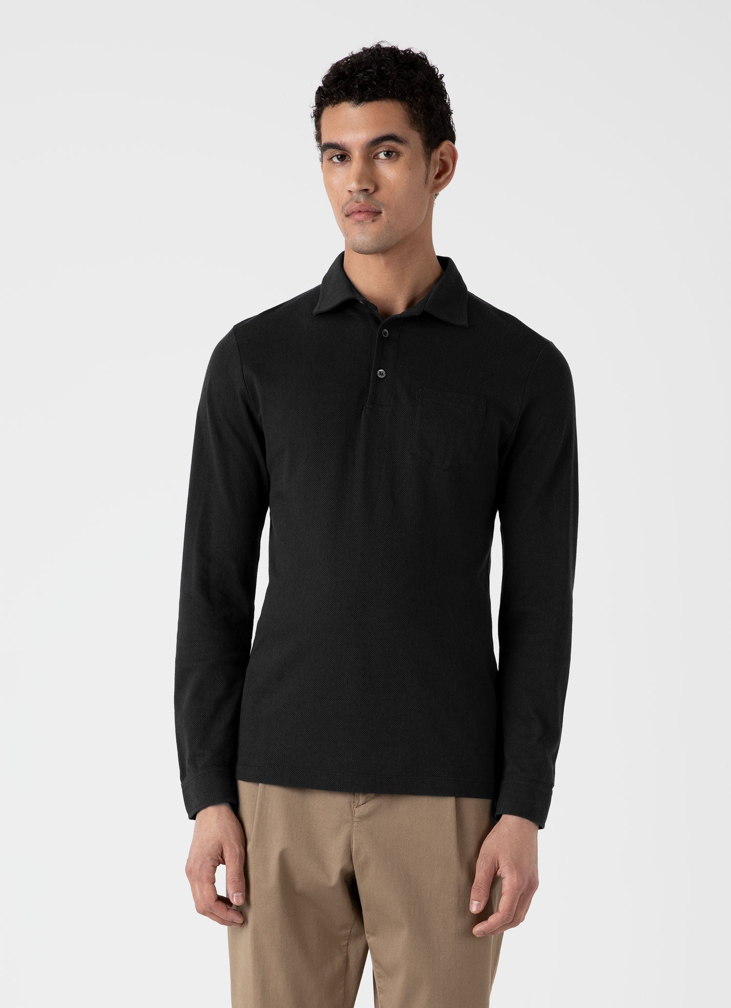 Sunspel x WM Brown Long Sleeve Polo Shirt - 2