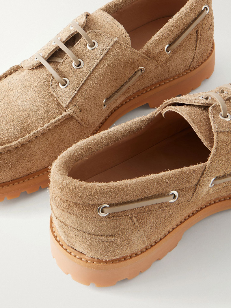 Lace-Up Boat Suede Shoes Taupe 5