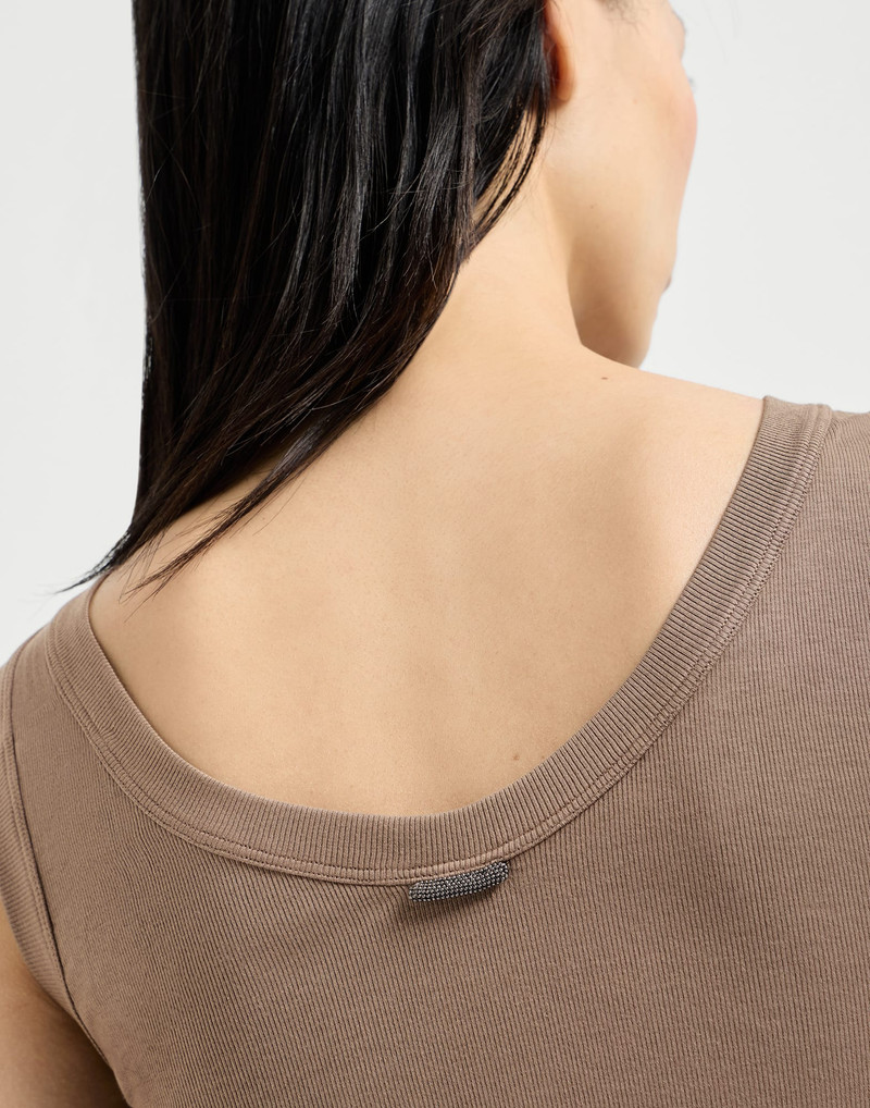 Stretch cotton ribbed jersey top with monili 4
