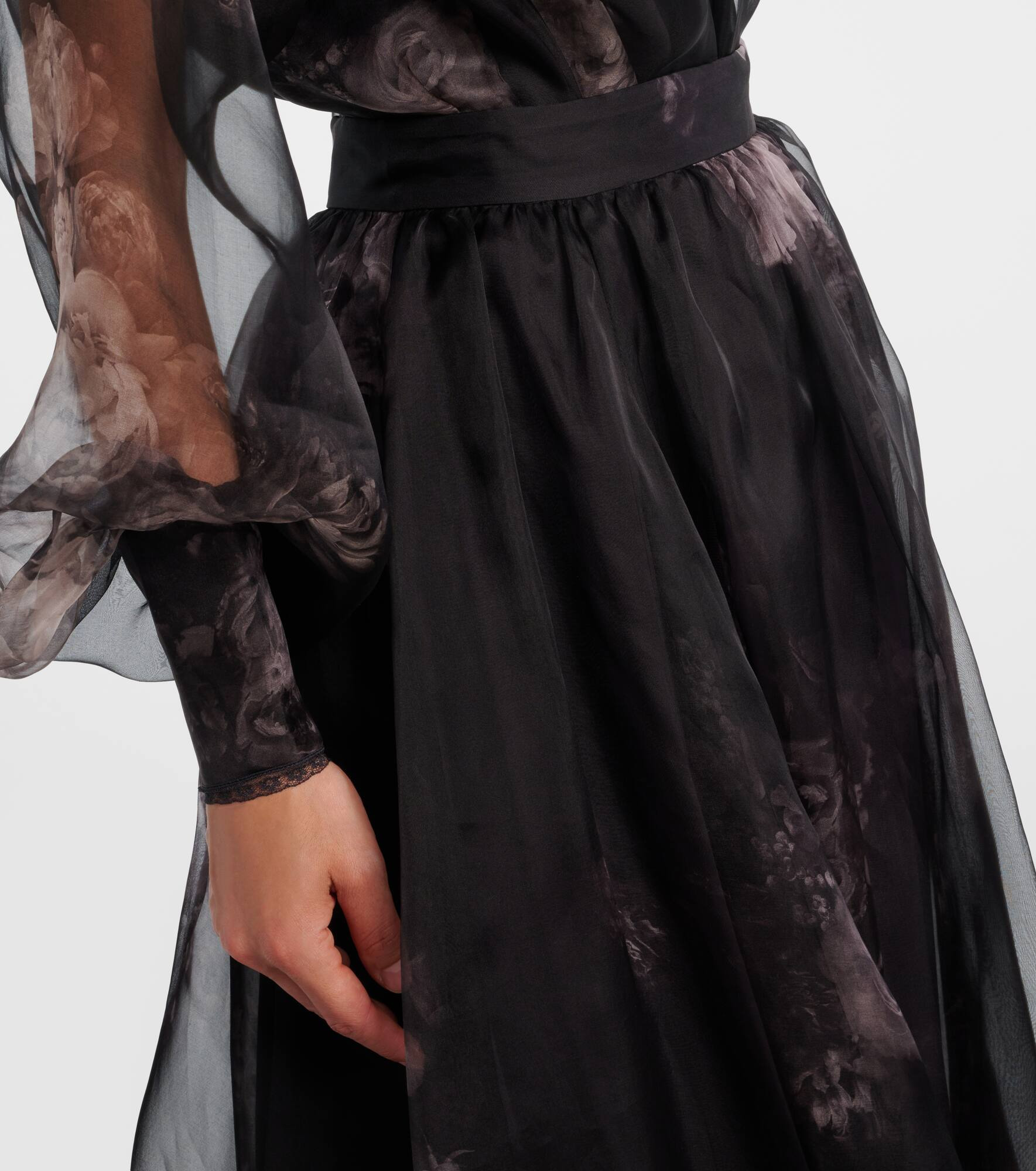 Hypnotic floral silk organza maxi skirt - 4