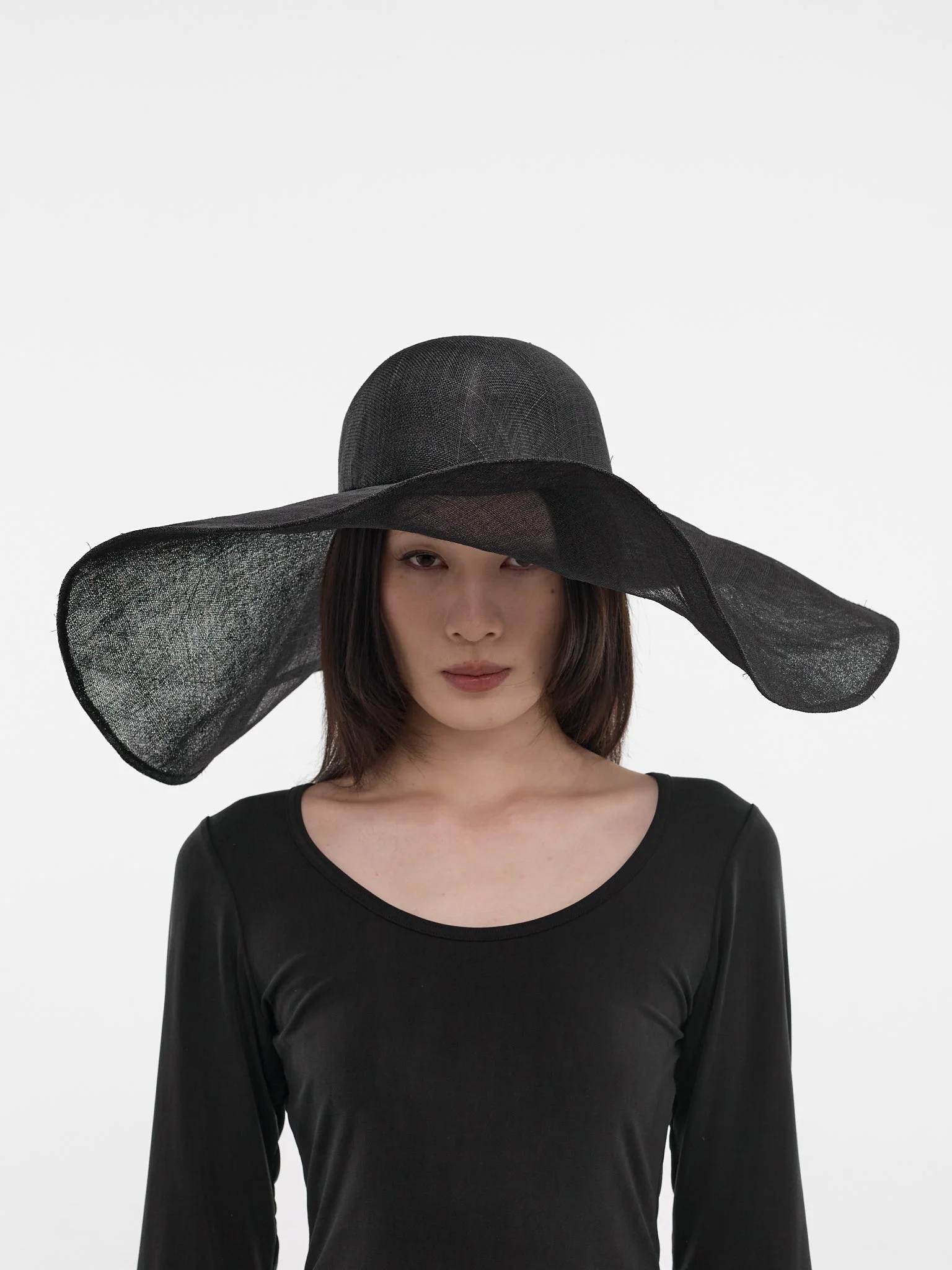 Black Hemp Floppy Brim Hat - 1