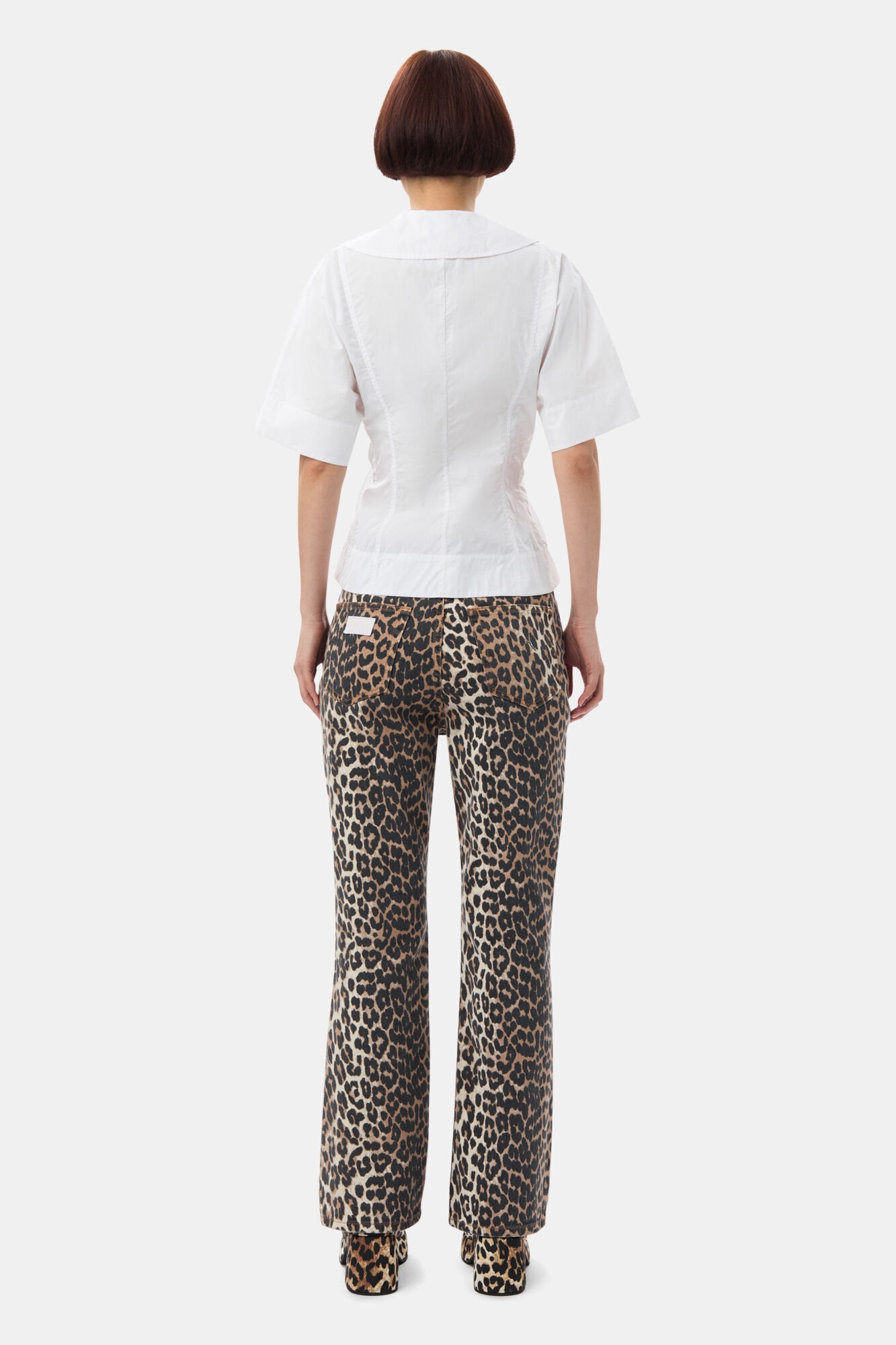 WHITE COTTON POPLIN WRAP BLOUSE - 5