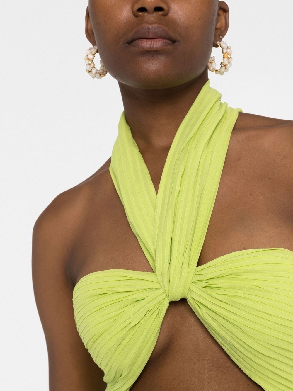 halterneck pleated gown - 5
