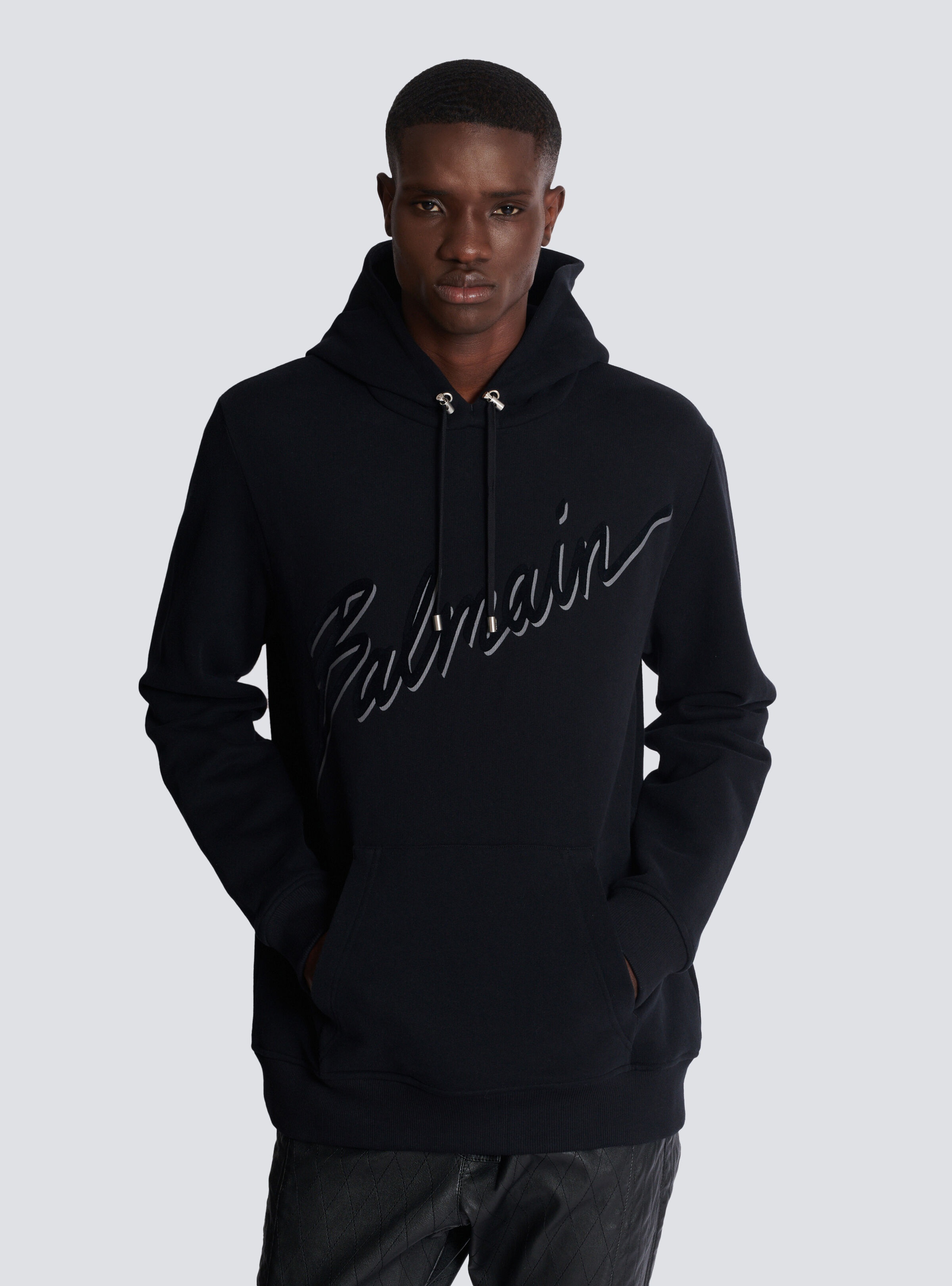 Flocked Balmain Letter hoodie - 6