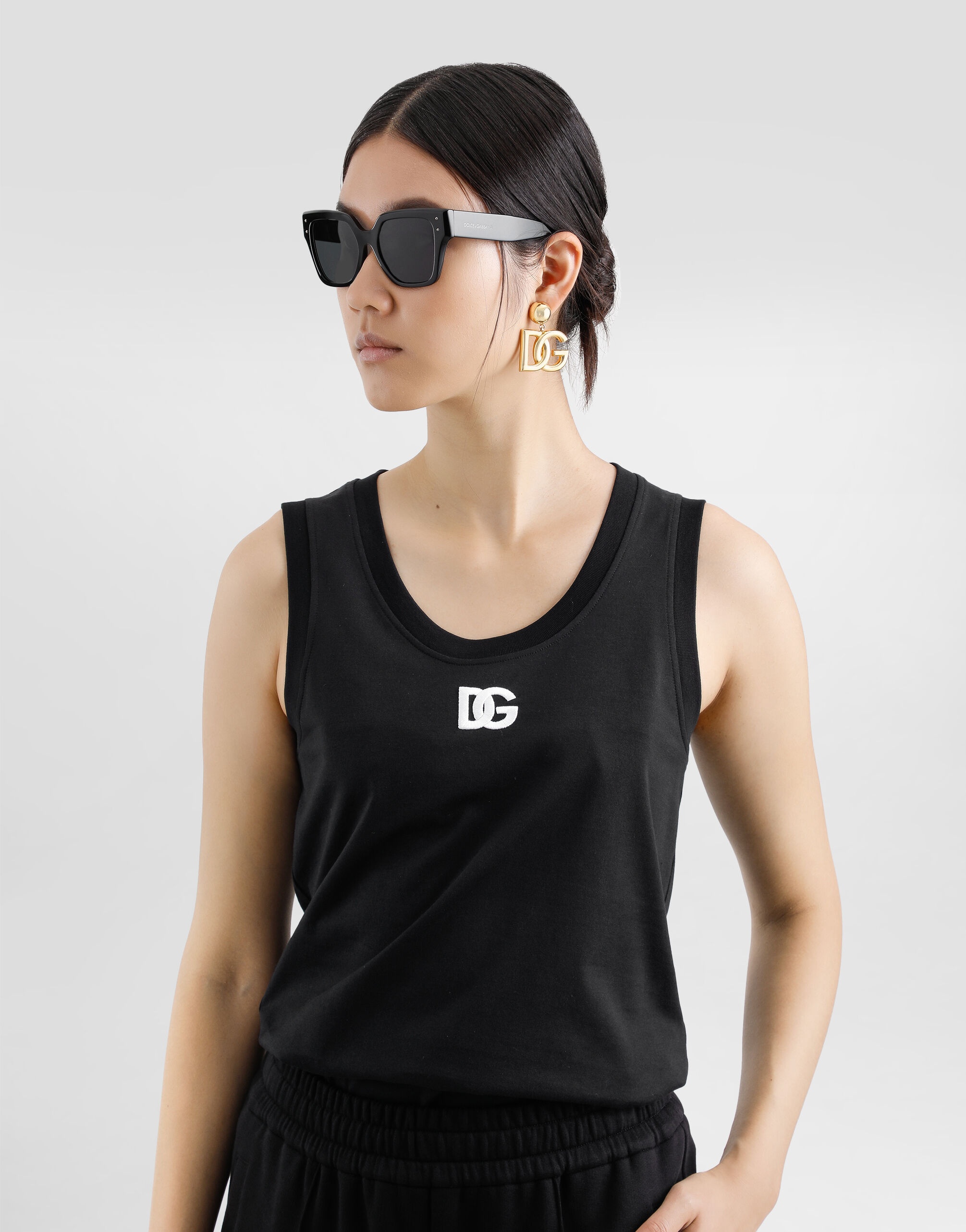 Oversize jersey tank top with DG logo embroidery - 5