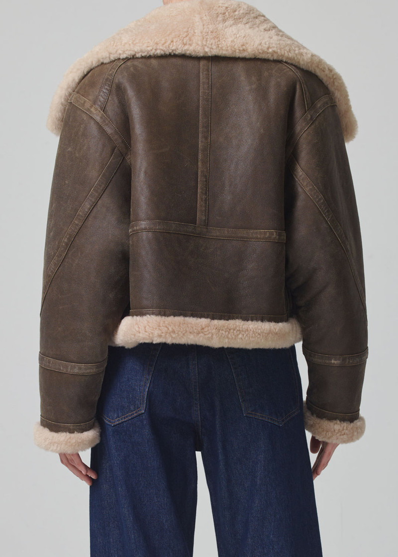Liv Shearling Jacket In Mocha Brown Nappa 3