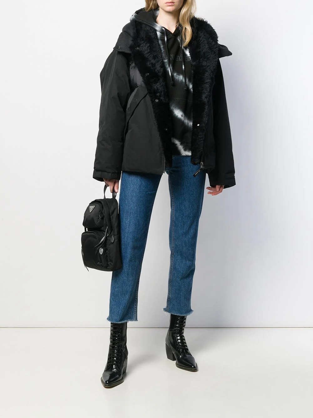 faux fur trimmed jacket - 2