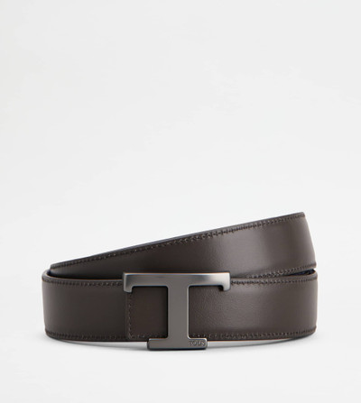 Tod's T TIMELESS REVERSIBLE BELT IN SUEDE - BLUE, BROWN outlook