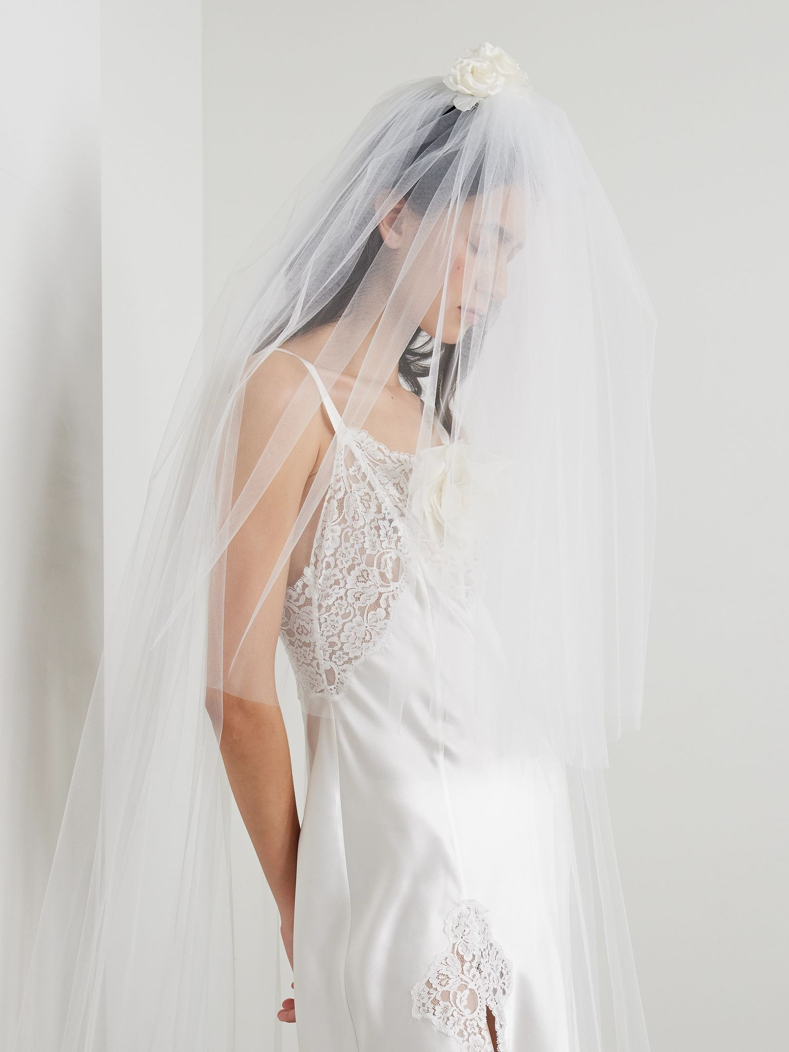 Embellished silk-tulle veil White - 2