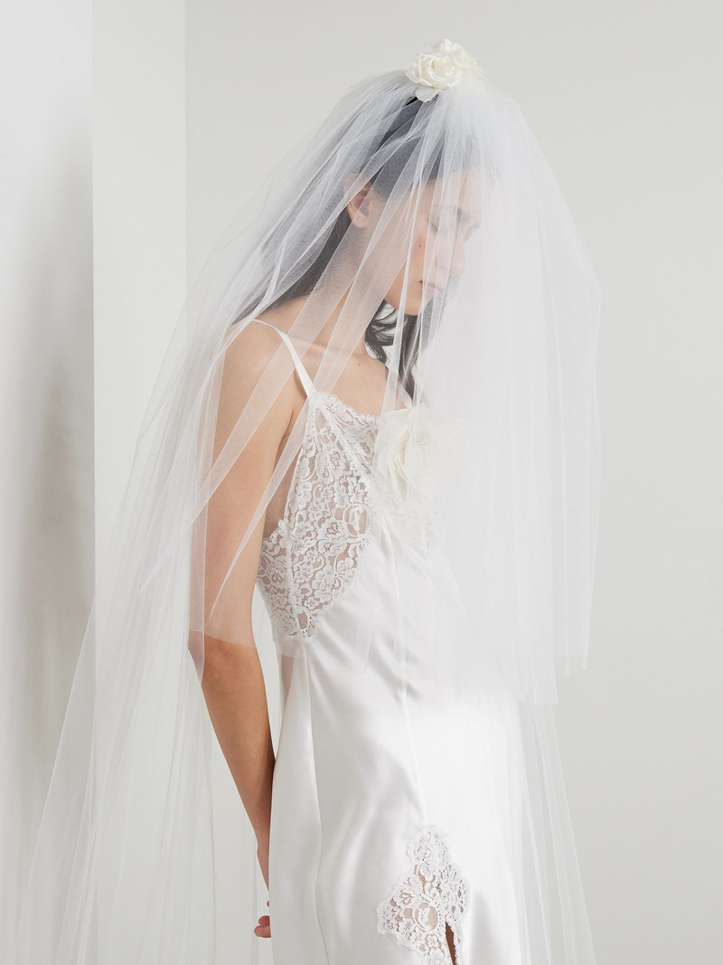 RODARTE Embellished silk-tulle veil White outlook