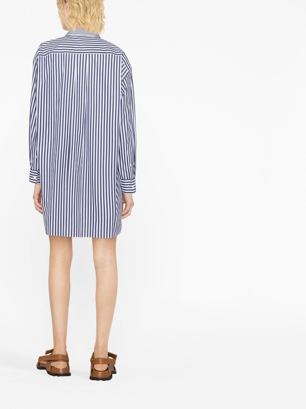 striped-panelled shirt dress - 5