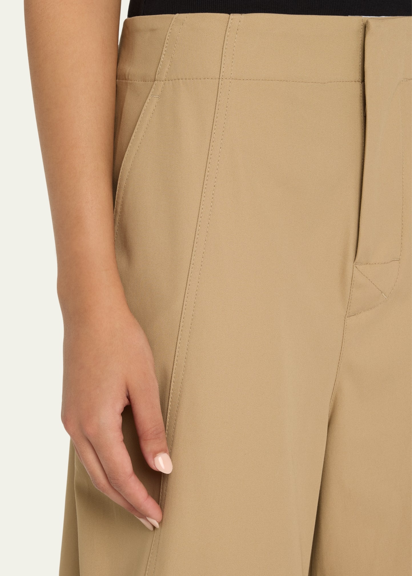 Fluid Cotton Twill Wide Leg Trousers - 5