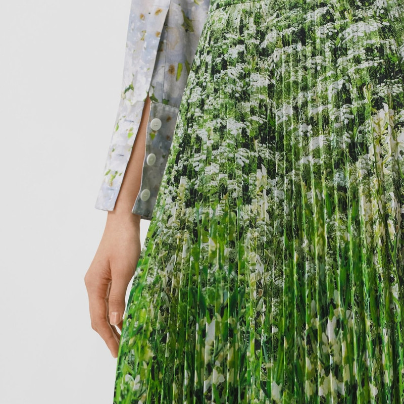 Meadow Print Crepe De Chine Pleated Skirt 3