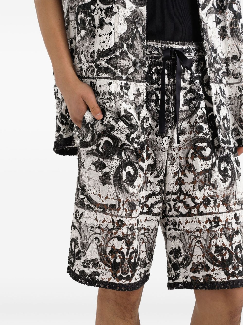 Majolica-print cotton shorts - 4