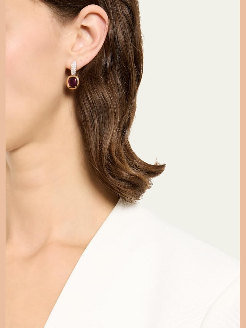 Pomellato Nudo 18K Diamond and Rubellite Drop Earrings outlook