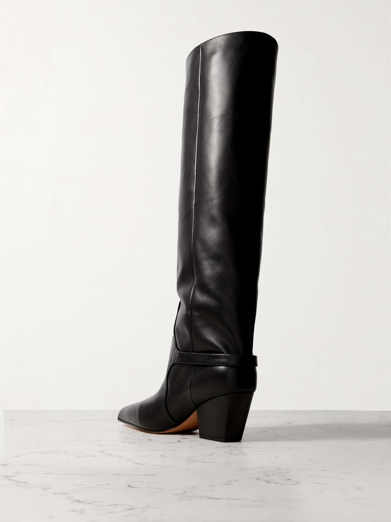 Jane buckled leather knee boots Black - 3
