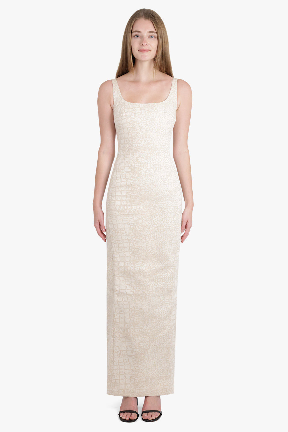 LA ROBE DE-NIMES CROCO PRINT S/LESS MAXI DRESS | BEIGE - 3