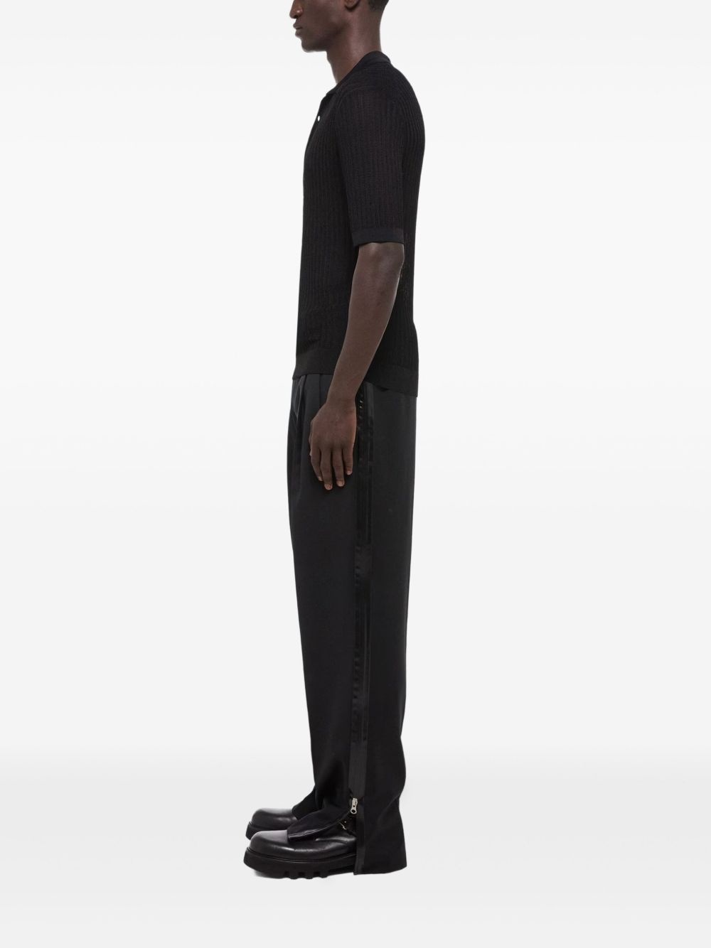 ribbed-knit polo shirt - 3