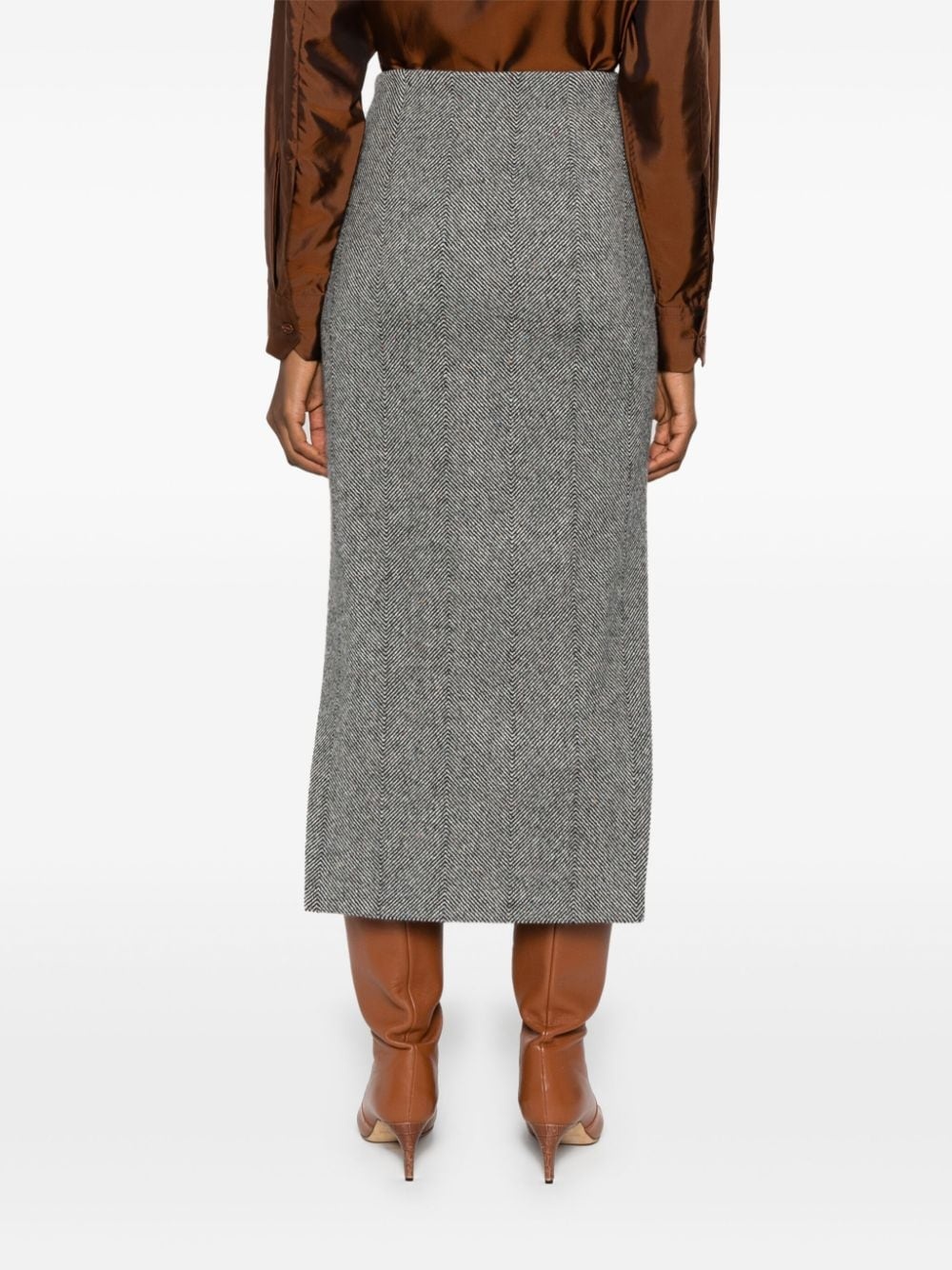 herringbone midi skirt - 4