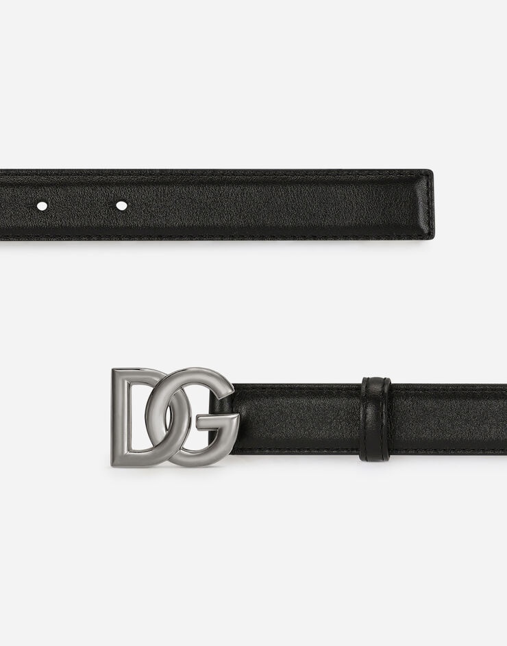 Calfskin belt with crossover DG buckle logo - 2