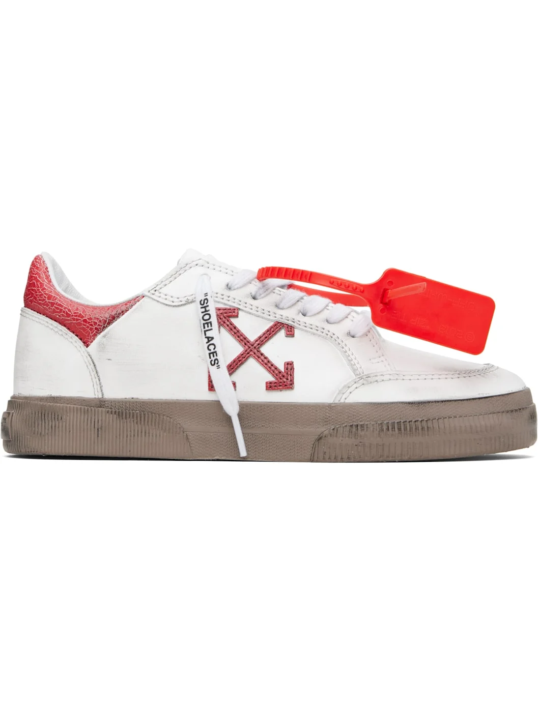 White Vulcanized Low Calf Vintage Sneakers - 1