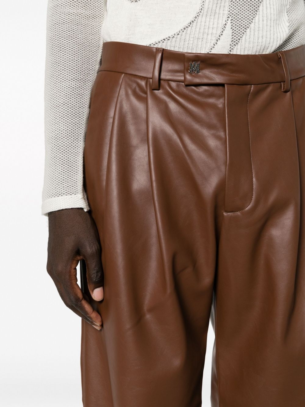 faux-leather flared trousers - 5