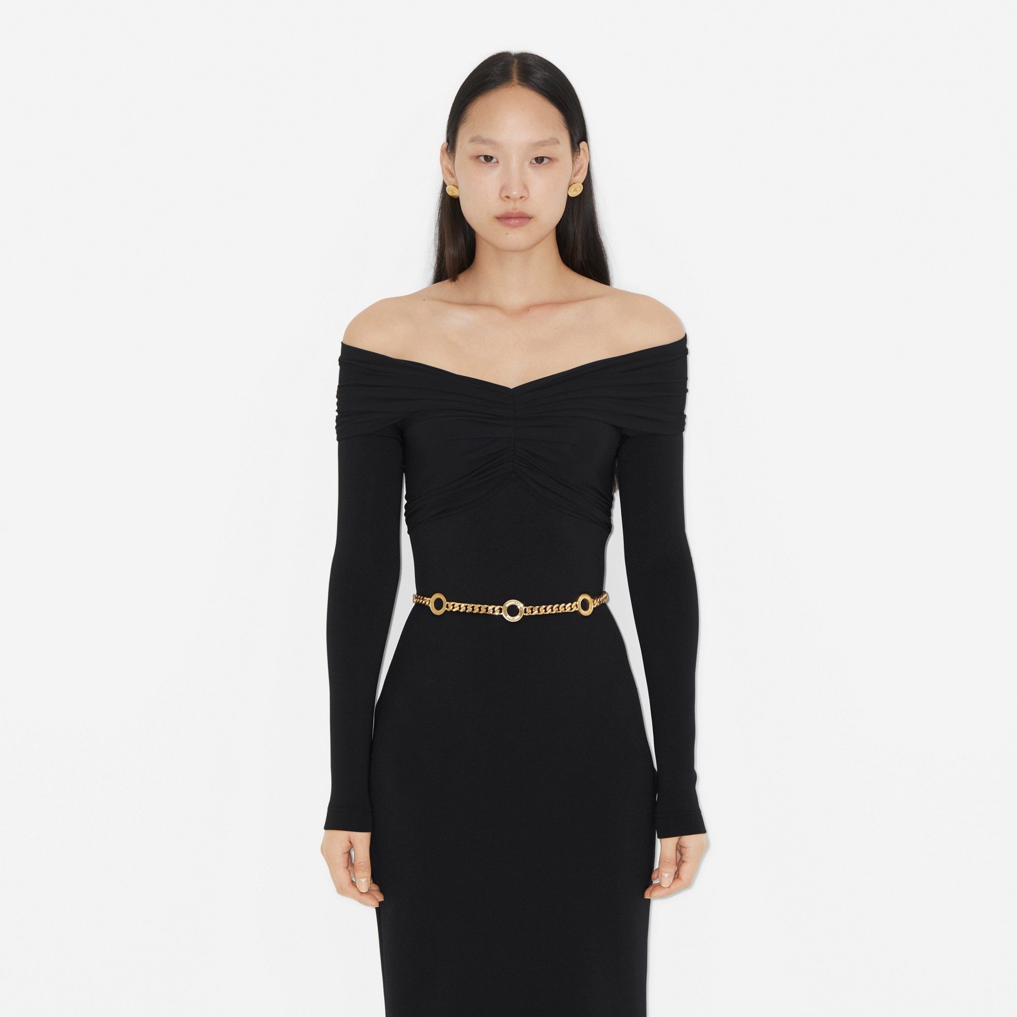 Leather and Gold-plated Chain Belt - 3