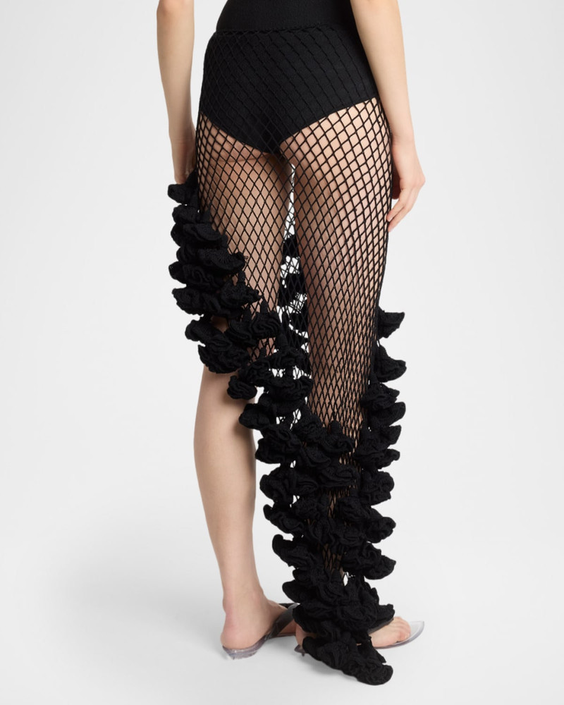 Floral Applique Crochet Net Maxi Skirt 3