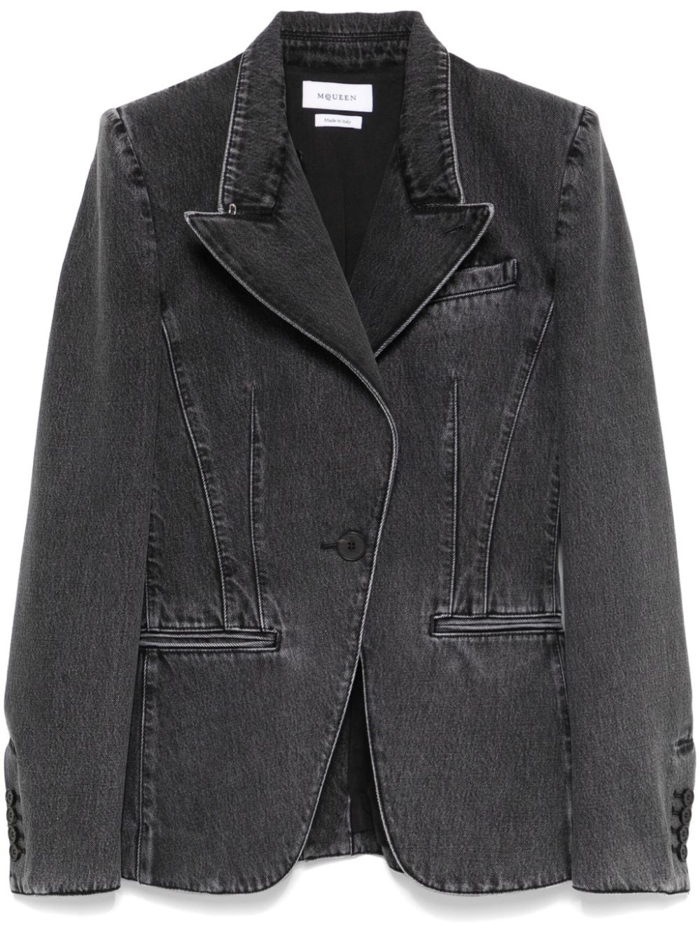 Alexander McQueen denim blazer farfetch REVERSIBLE