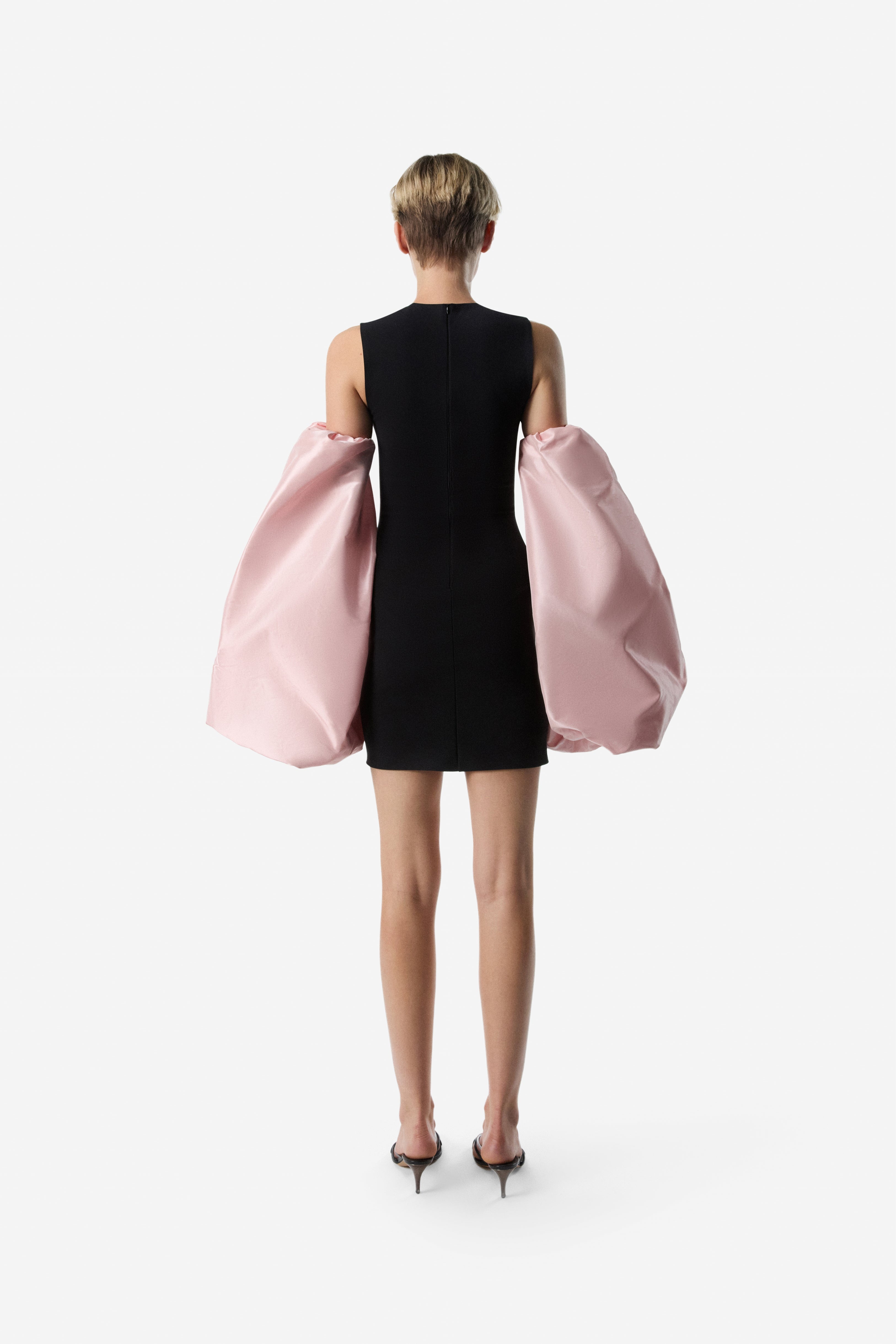 Taffeta Sleeved Jersey Dress - 4