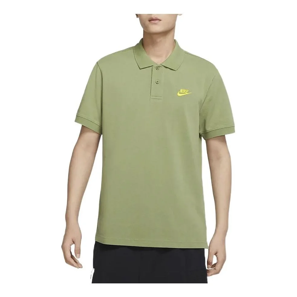 Nike Sportswear Solid Color Logo Embroidered Short Sleeve Polo Shirt Green CJ4457-334 - 1