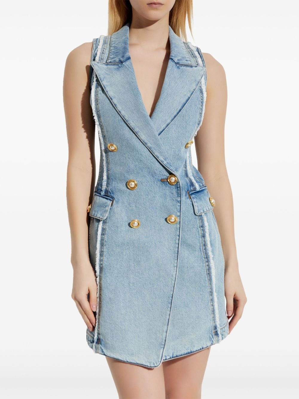 tailored denim vest dress - 3