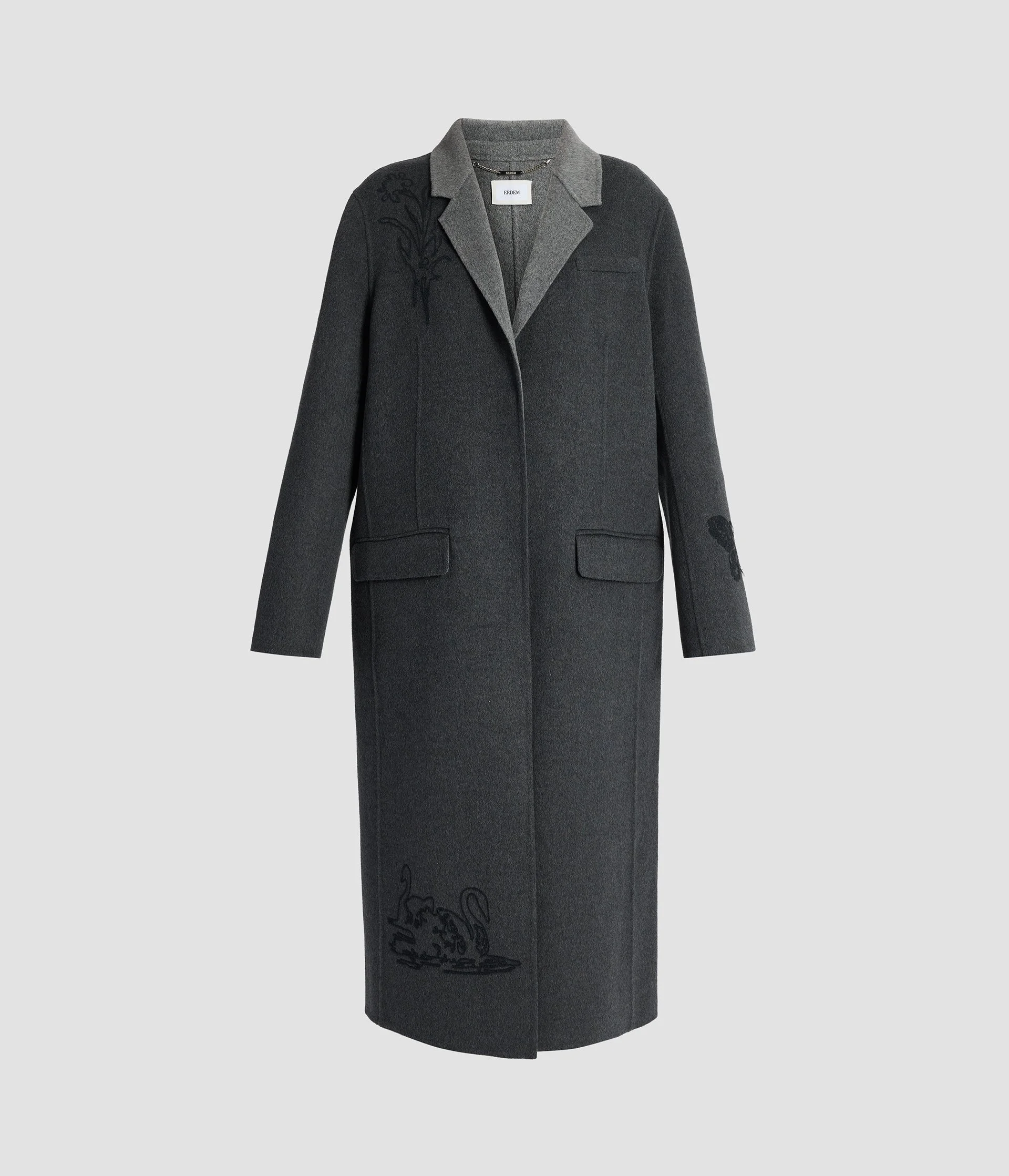 EMBROIDERED DOUBLE FACE WOOL TAILORED COAT - 1