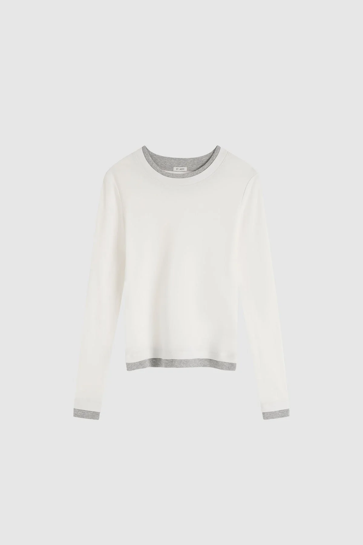 Organic Cotton Layered Long Sleeve Top - White - 1