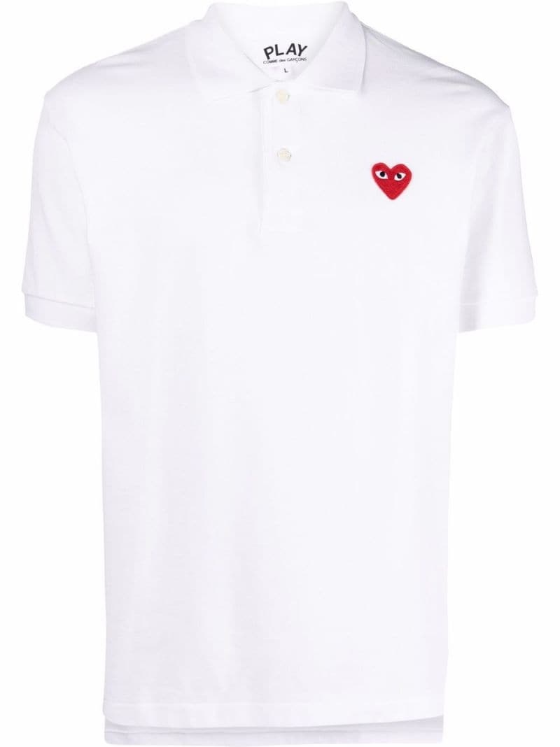heart-patch cotton polo shirt - 1